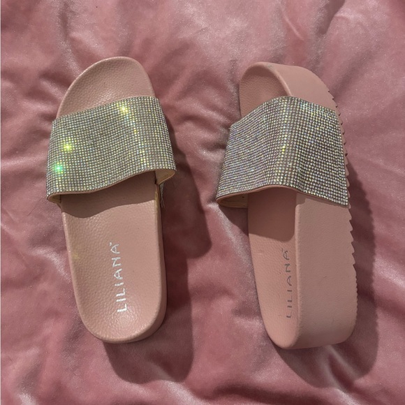 Pink shimmer Platform Slides - Picture 2 of 4